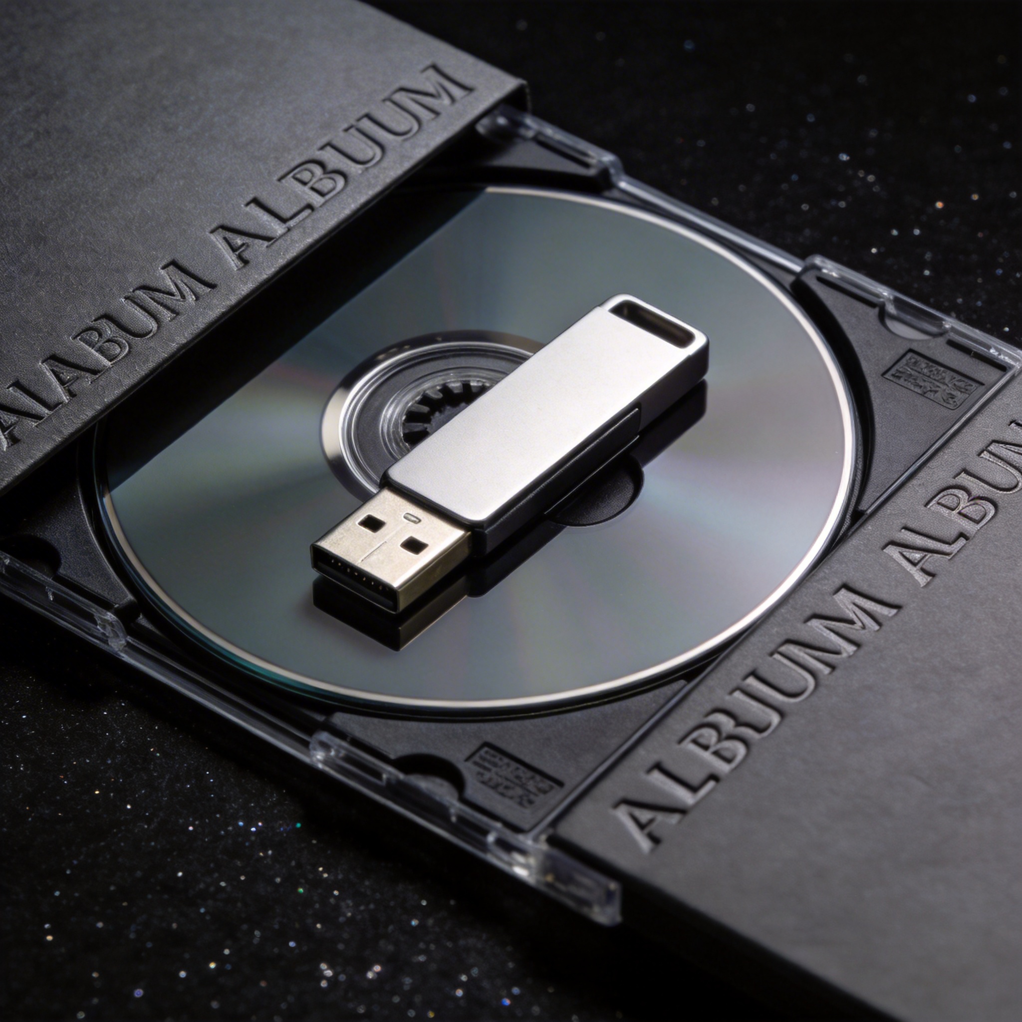Music album style packaging for USB drive
