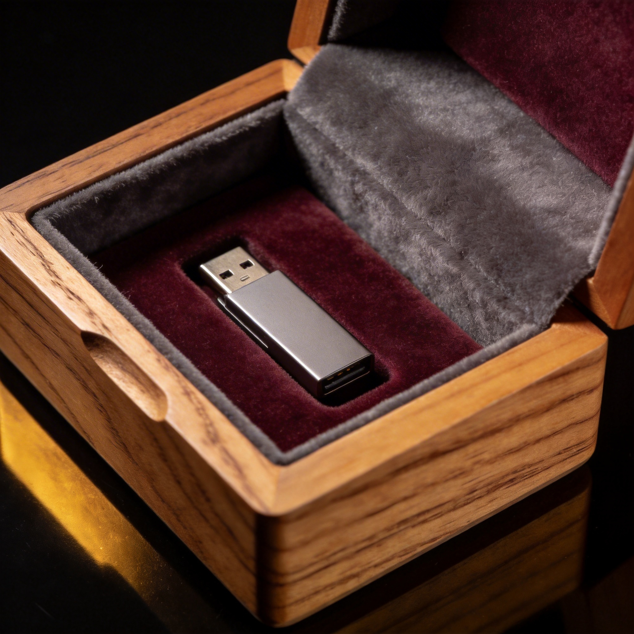 Wooden gift box for USB drive luxury