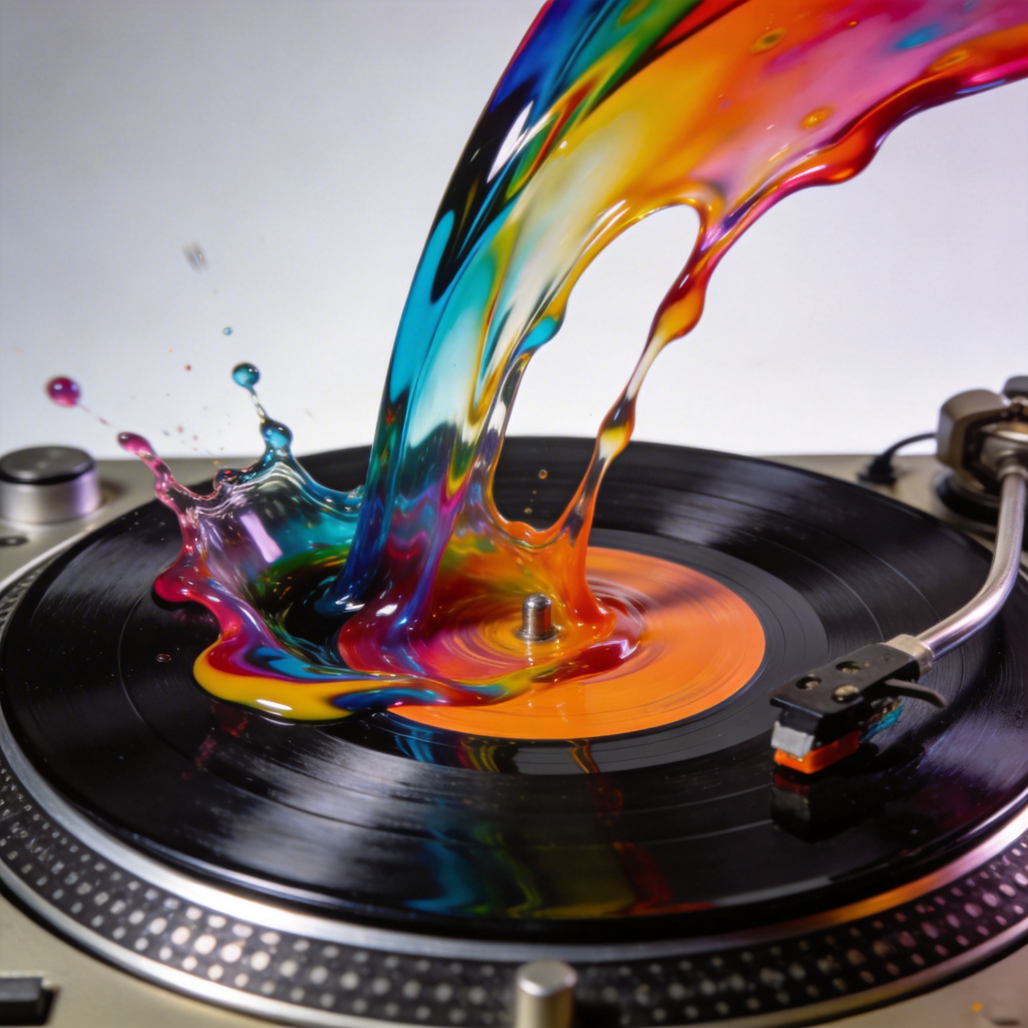Liquid vinyl flowing effect on turntable